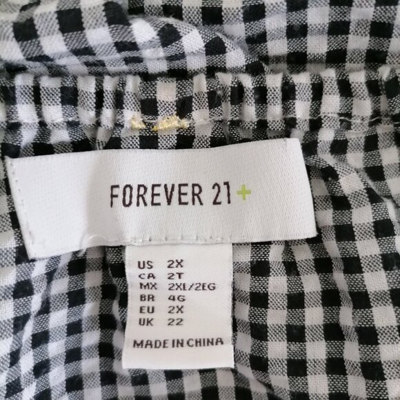 Forever 21 Womens Black White Gingham Off-Shoulder Embroidered Crop Top Size 2X - Picture 5 of 8
